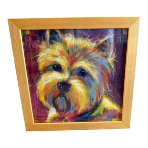 Z Gallerie Cookie Artwork Karen Dupre 12 x 12 Colorful Dog Art Painting Framed
